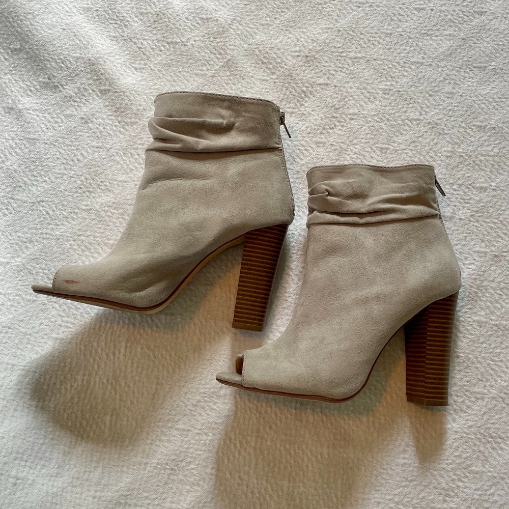 Grey Open Toe Booties - Picture 2 of 2